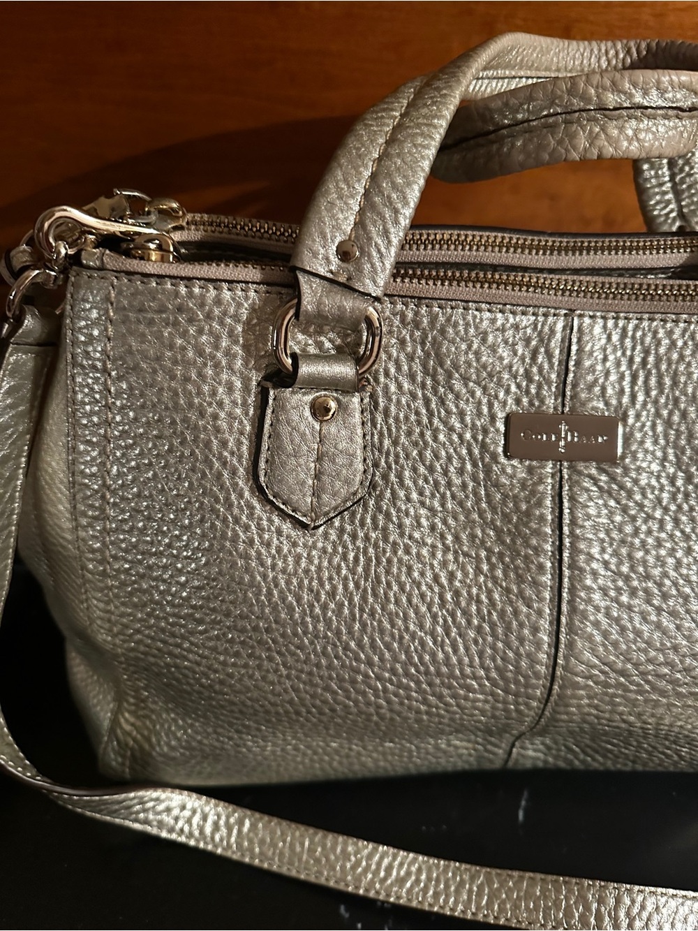 Traveling soon!  Cole Haan Pebbled Metallic Leather  Satchel & Crossbody VGUC